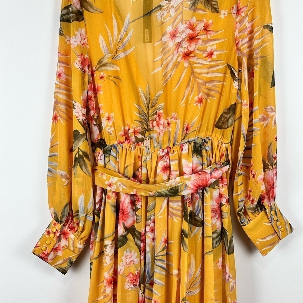 Women's Long Sleeve Floral Sheer Maxi Dress - Picture 7 of 9